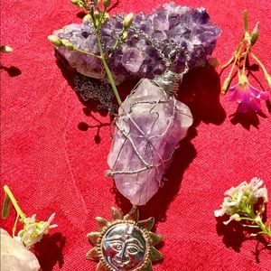 Amethyst necklace with sun